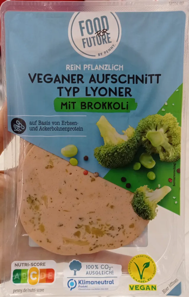 Veganer Aufschnitt Typ Lyoner mit Brokkoli