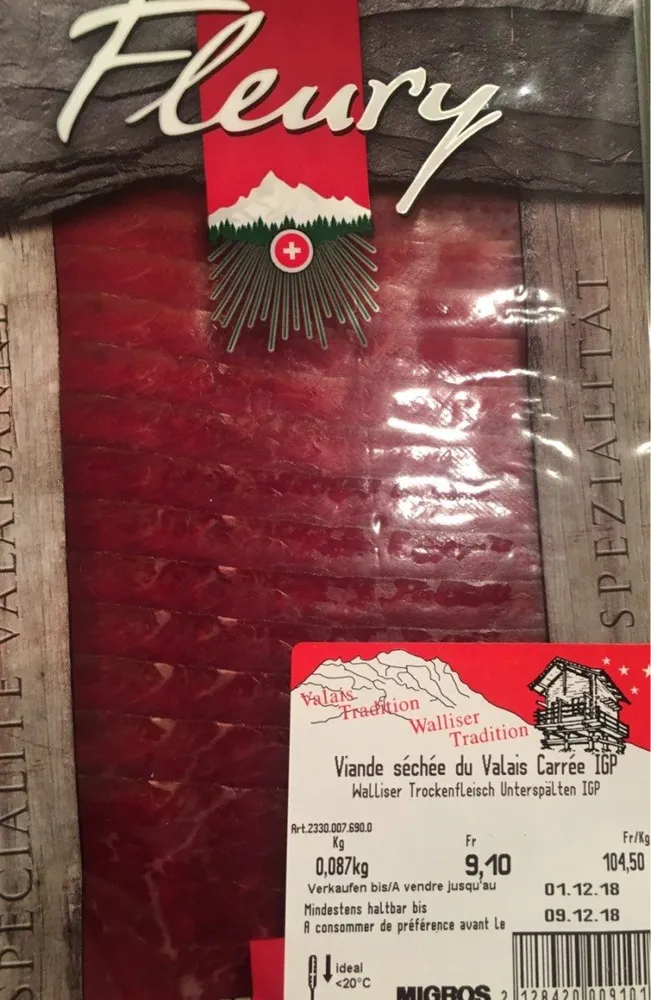 Viande sechee du valais carree igp