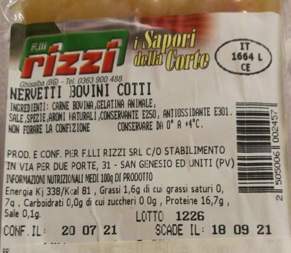 Nervetti bovini cotti