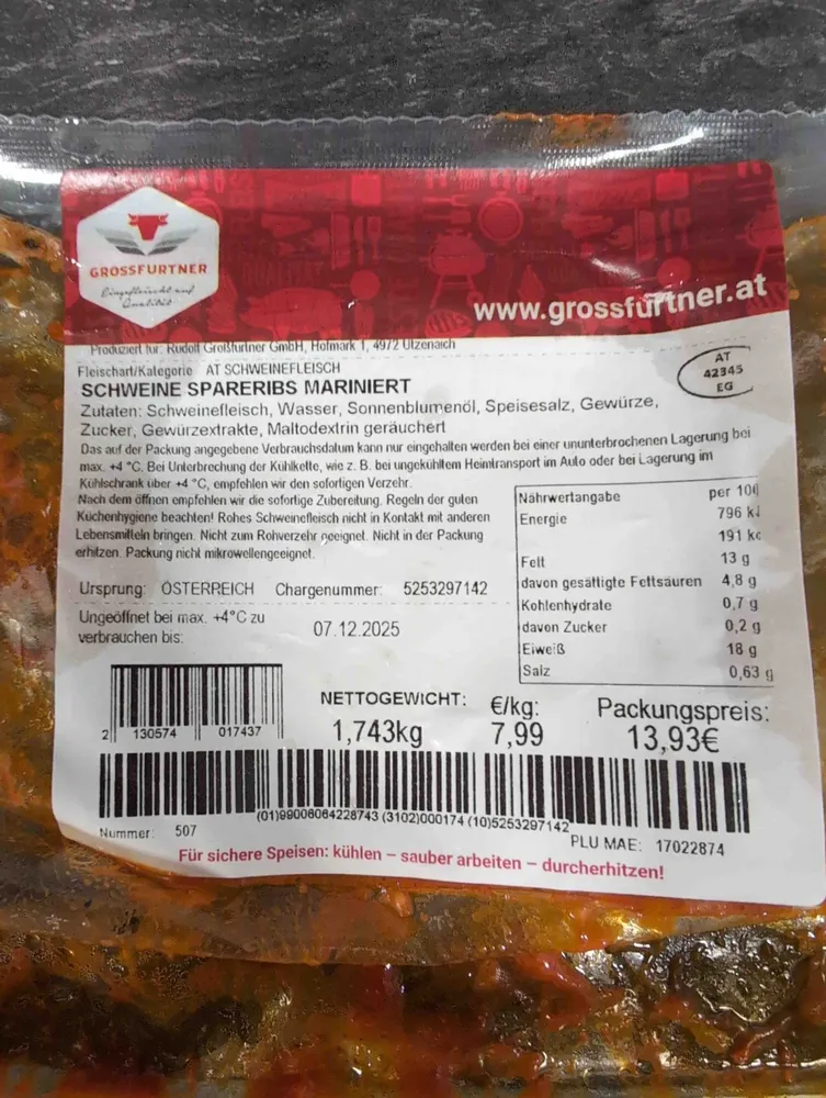 Schweine Spareribs mariniert