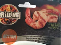 Brochettes de crevettes marinees