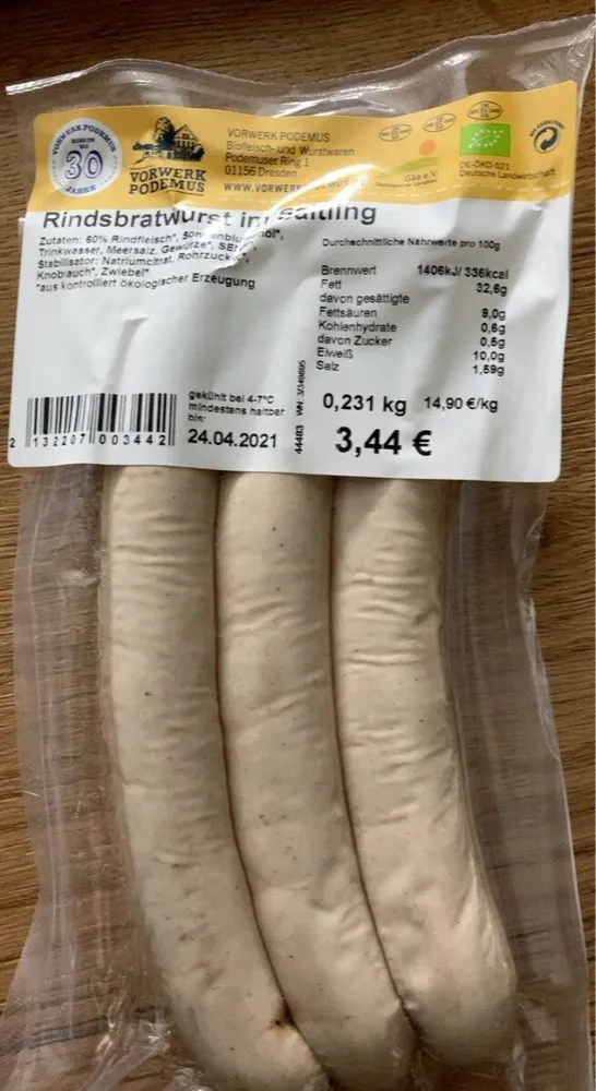 Rindsbratwurst im Saitling