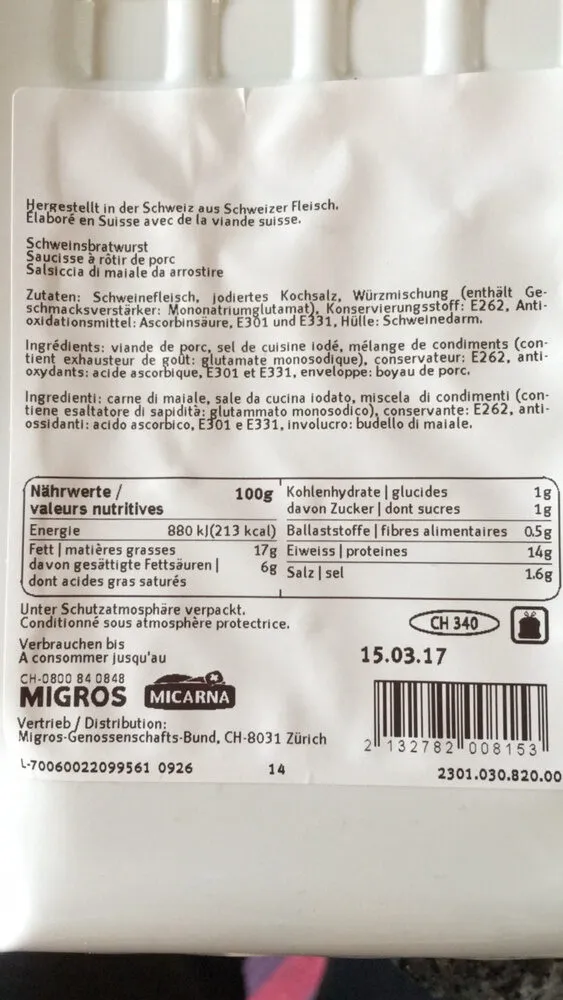 Saucisse à rôtir de porc