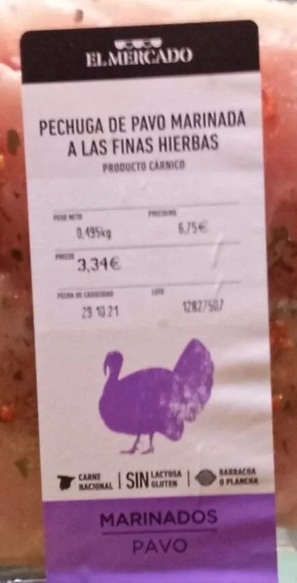 Pechuga de pavo marinada a las finas hierbas