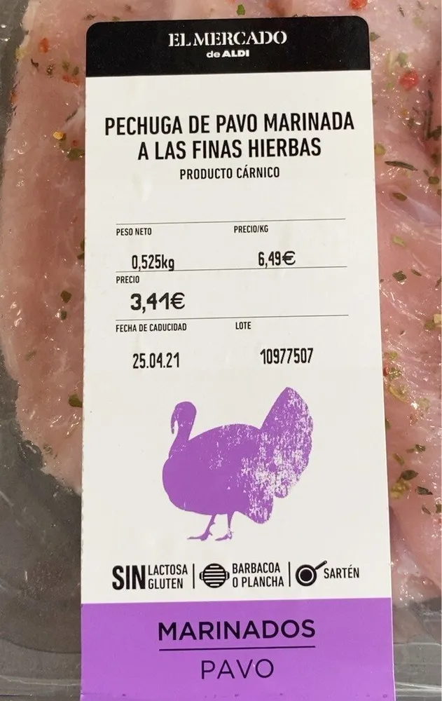 Pechuga de pavo marinada a las finas hierbas