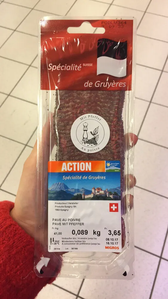 Spécialité de Gruyères Pavé au Poivre
