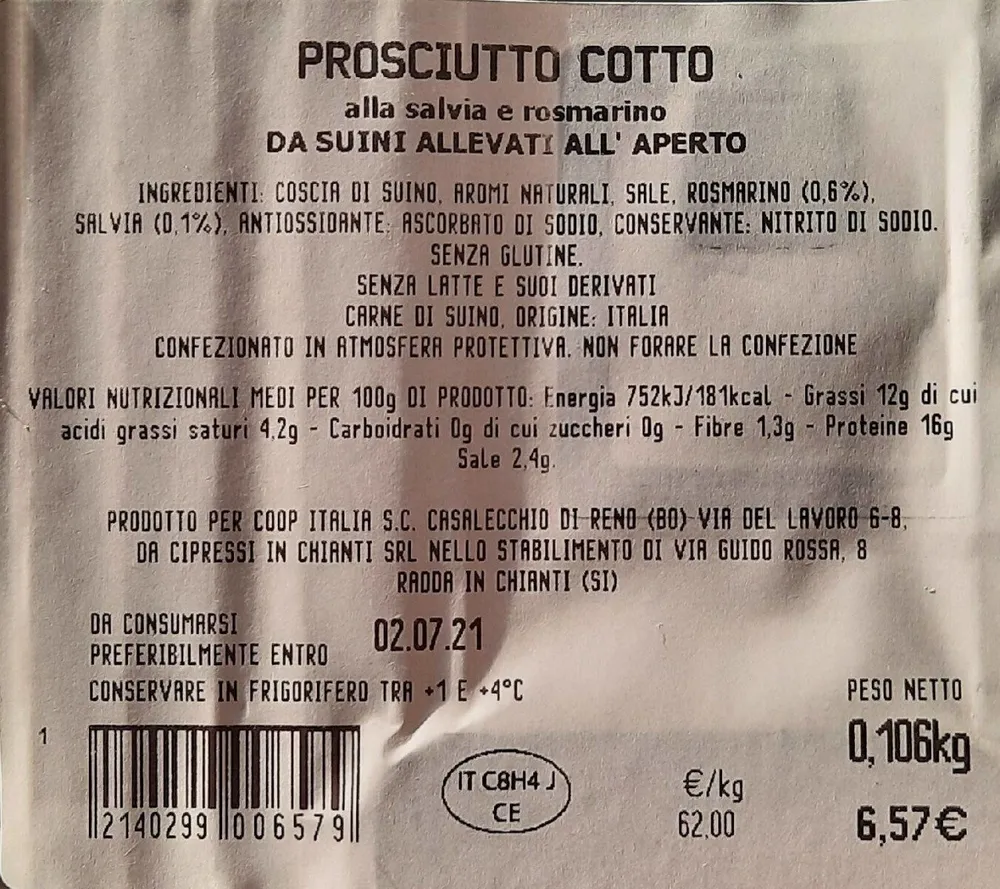 Prosciutto Cotto alla Salvia e Rosmarino
