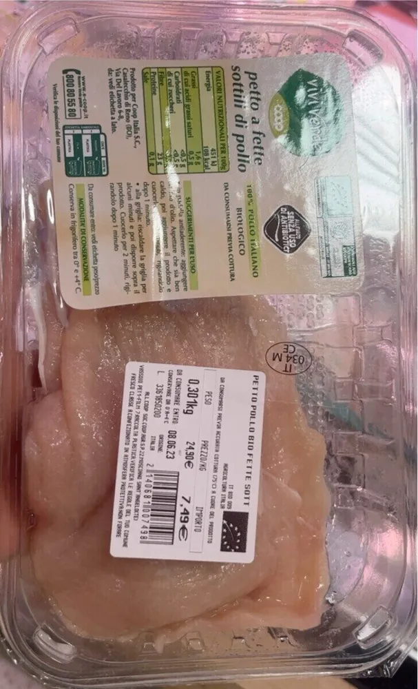 Petto a fette sottili di pollo