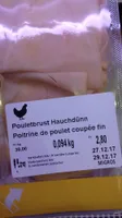 Poitrine de poulet coupée fin
