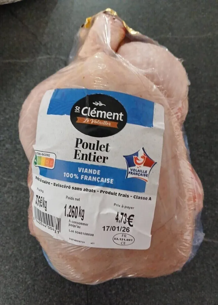 Poulet entier cru
