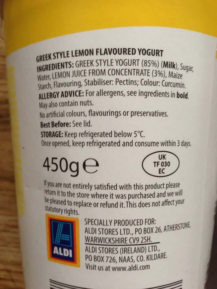 GREEK STYLE LEMON FLAVOURED YOGURT