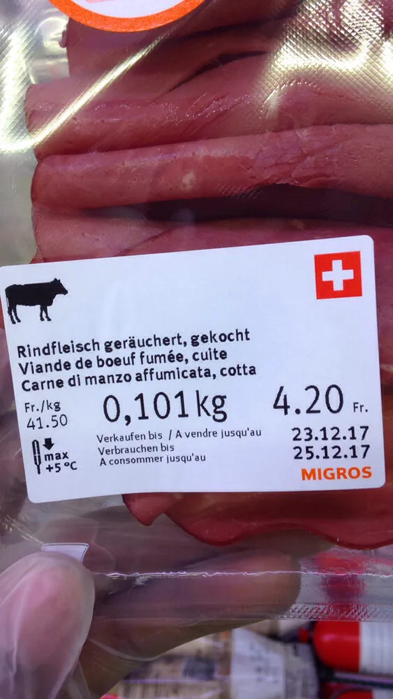 viande de bœuf fumée cuite