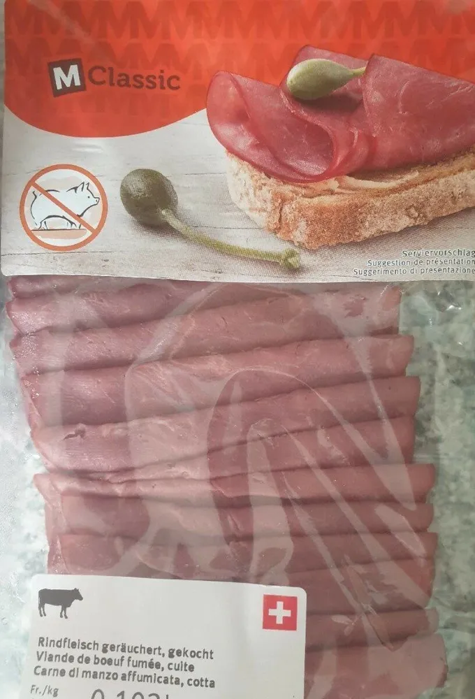 Viande de bœuf fumée, cuite