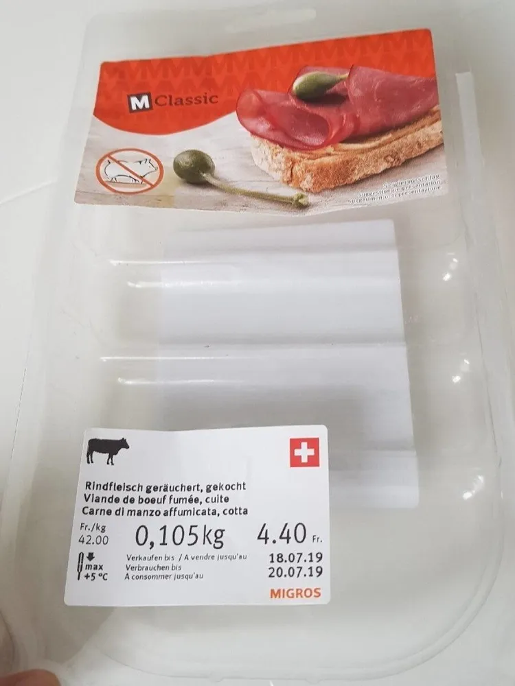 Viande de bœuf fumée,  cuite
