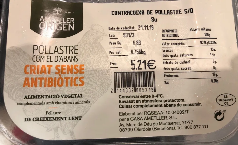 Pollastre com el d'abans contracuixa