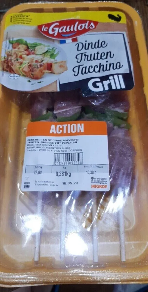 Brochettes de dinde poivrons