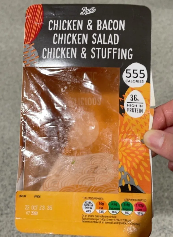 Chicken & bacon chicken salad chicken & stuffing