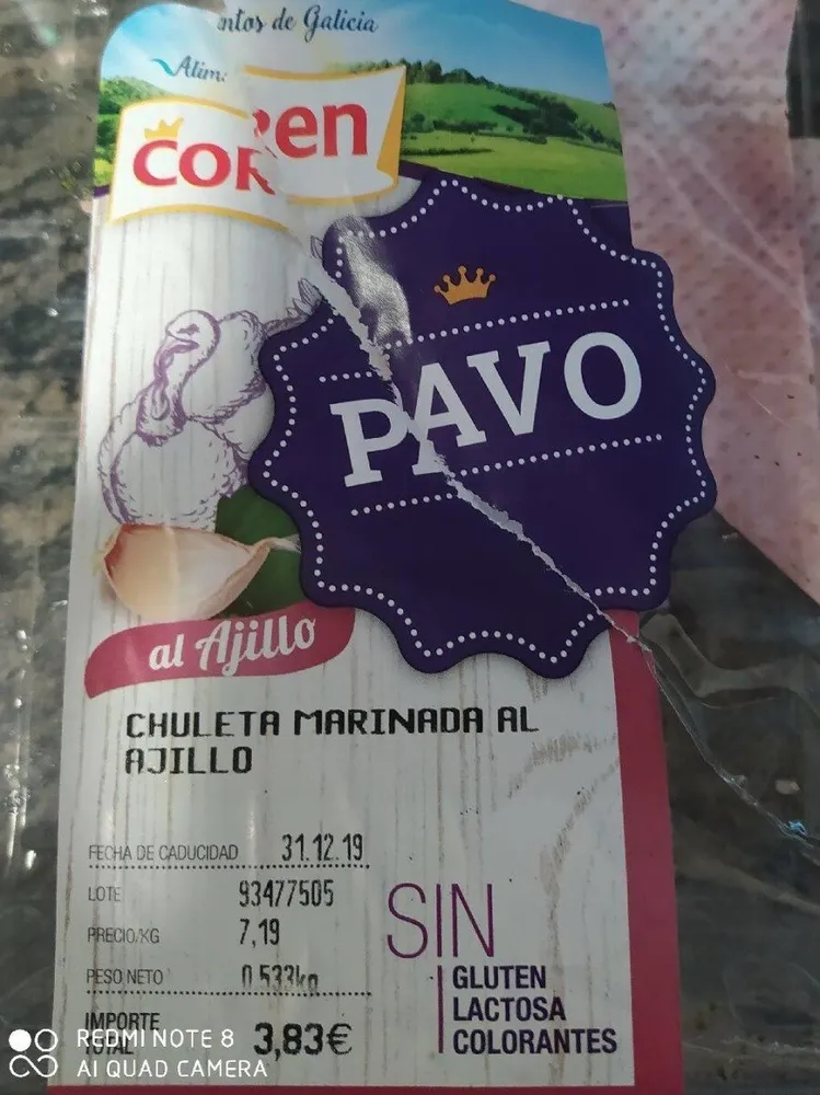 chuleta marinada al ajillo
