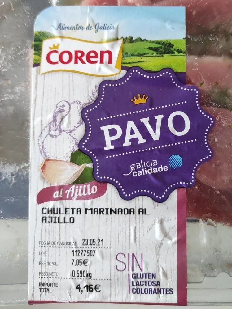 Pavo de Chuleta Marinada al Ajillo