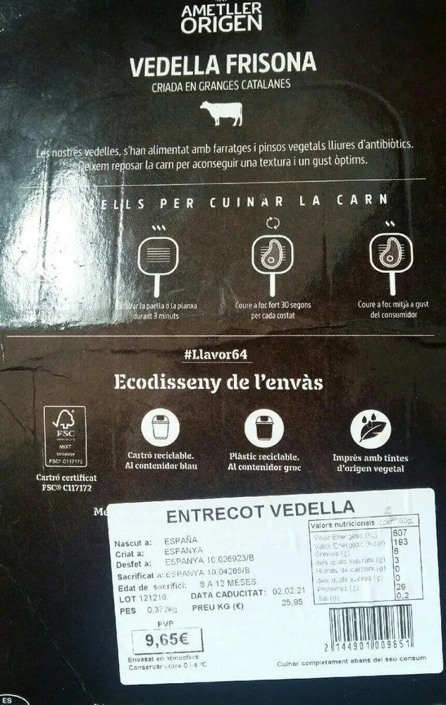 Entrecot de vedella