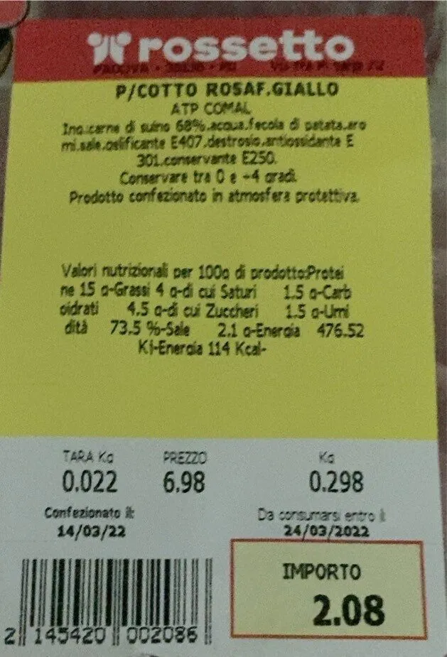 Prosciutto cotto