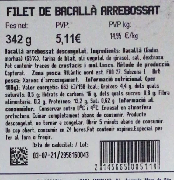Filet de bacallà arrebossat