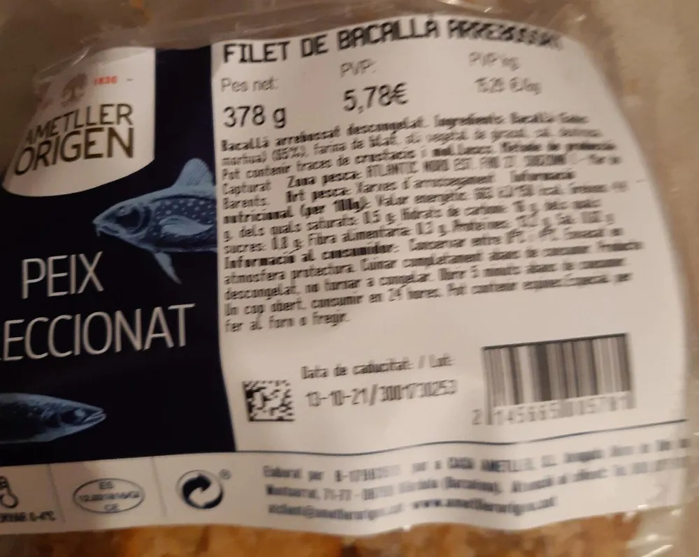 Filete bacalao rebozado
