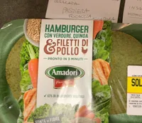 Hamburger con verdure , quinoa filetti di pollo