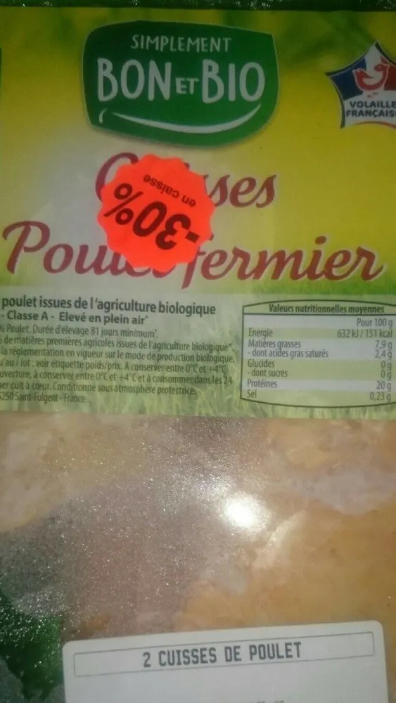 Cuisses de poulet fermier bon et bio