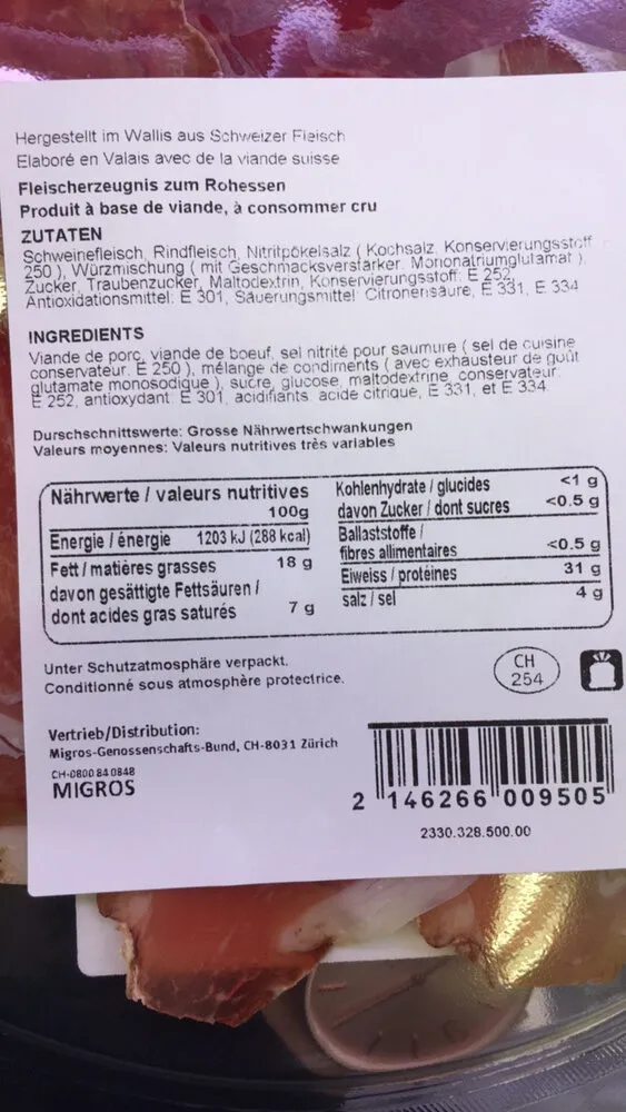 Spécialité suisse plat du valais