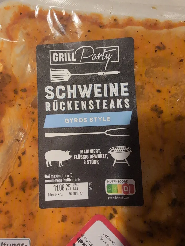 Schweine Rückensteaks Gyrosstyle