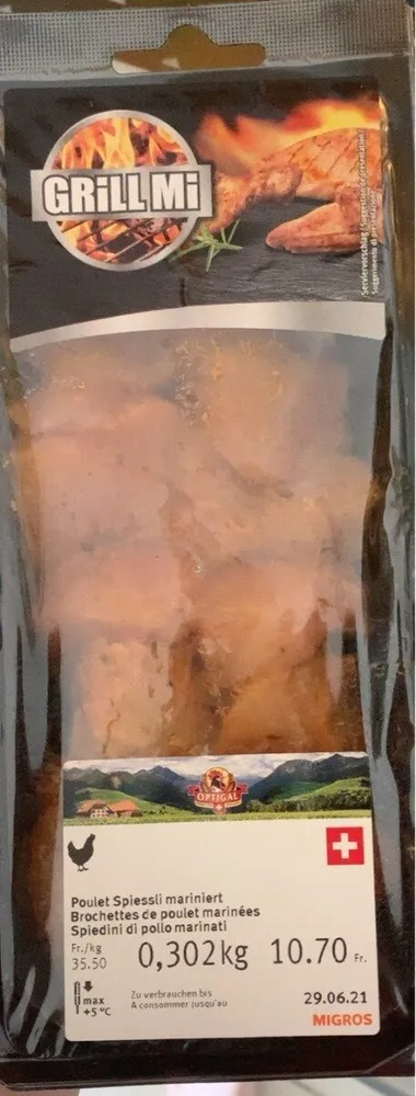 Brochette poulet marrinées