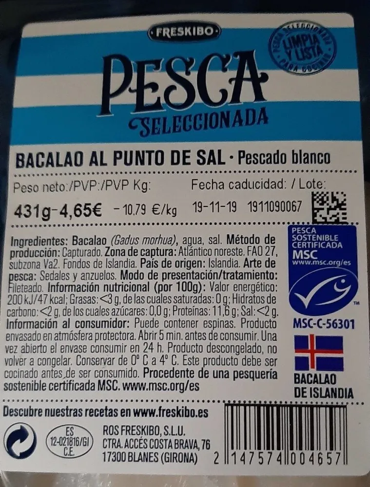 Bacalao al punto de sal