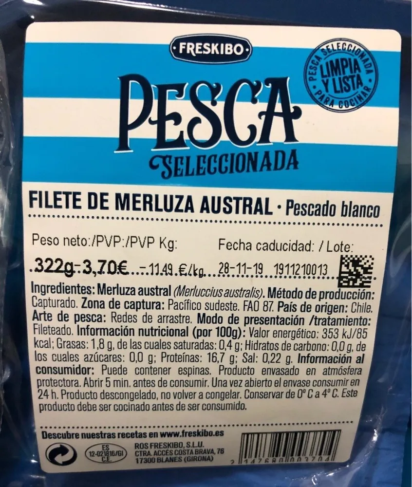 Filete de merluza austral