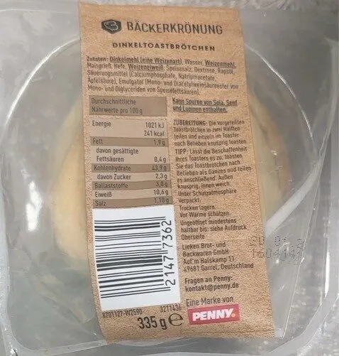 Dinkel Toastbrötchen