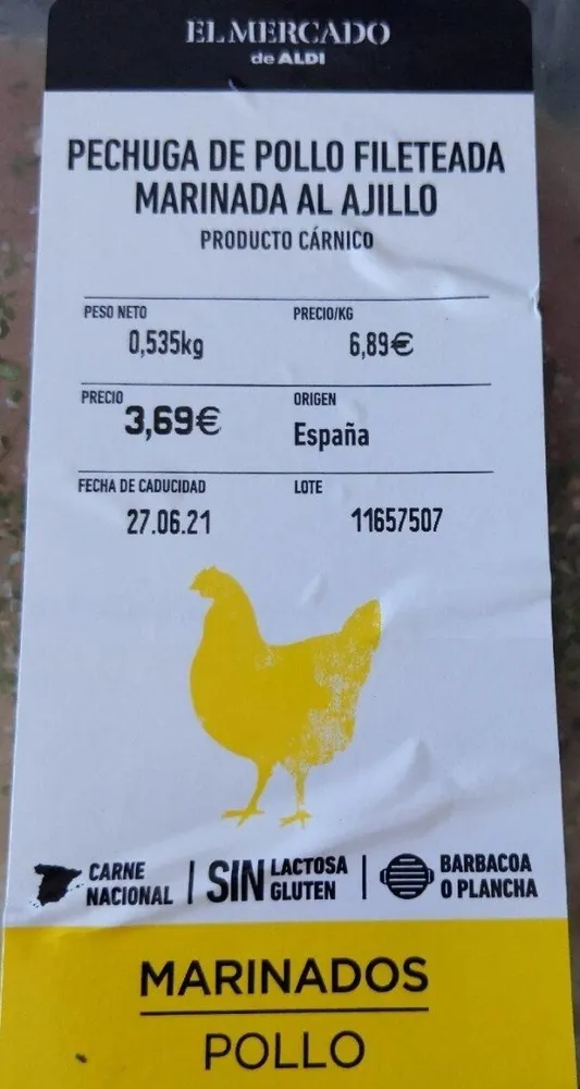 Pechuga marinada al ajillo