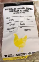 Pechuga de pollo fileteada marinada al ajillo