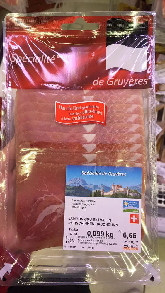 Spécialité de Gruyères Jambon cru extra fin