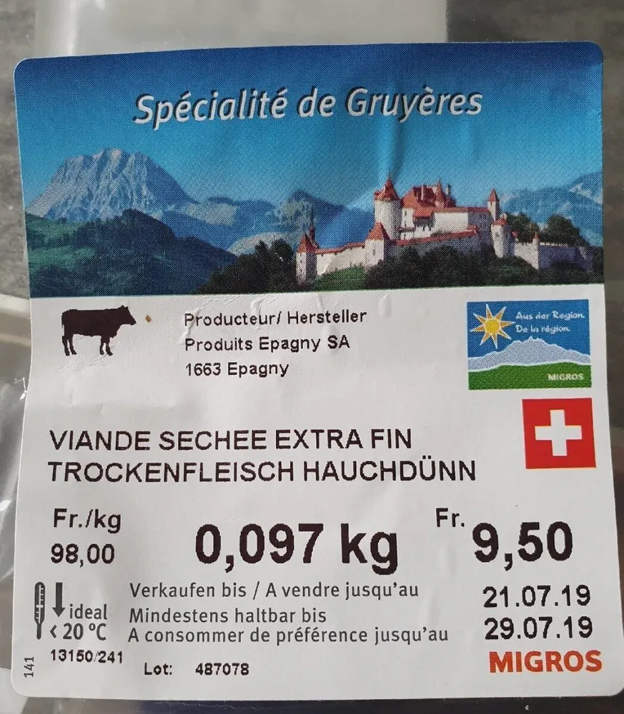 Viande séchée extra fin de Gruyère