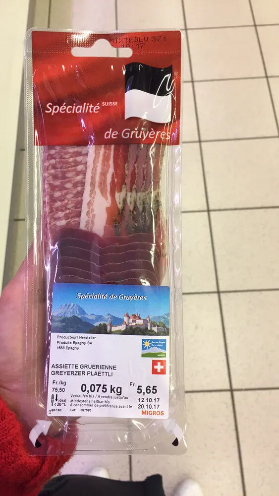 Spécialité de Gruyères Assiette Gruerienne