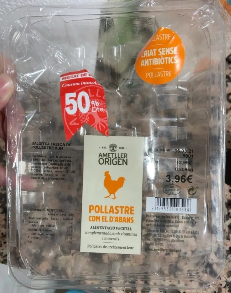 Salchicha fresca de pollo
