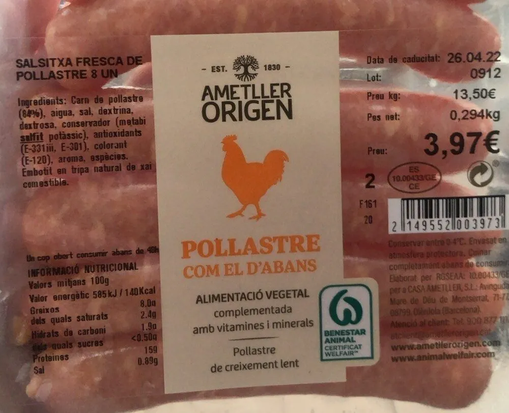 salchichas pollo