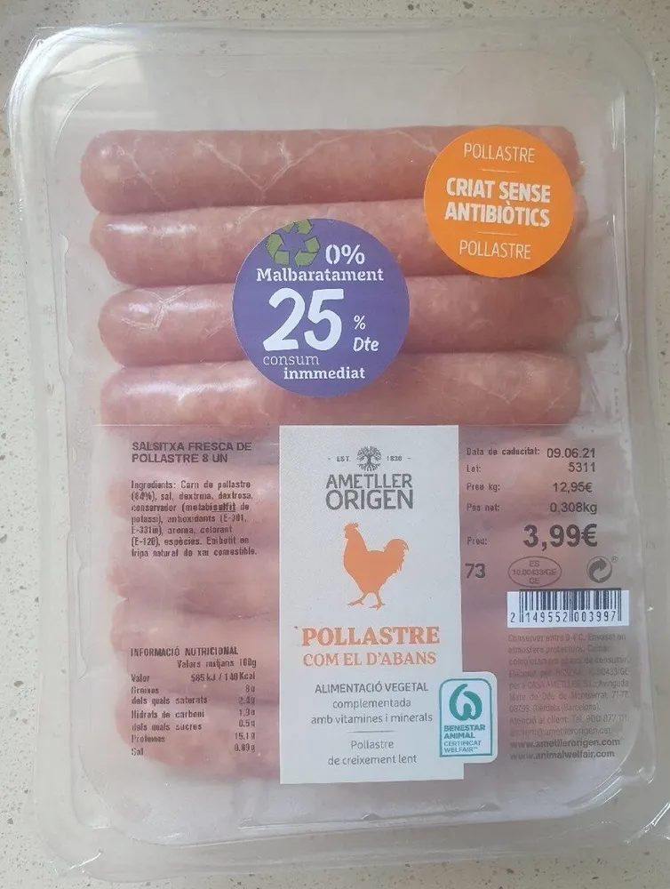 Salsitxa fresca de pollastre 8un