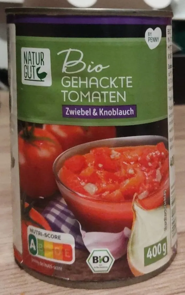 Bio gehackte Tomaten (Zwiebeln und Knoblauch)