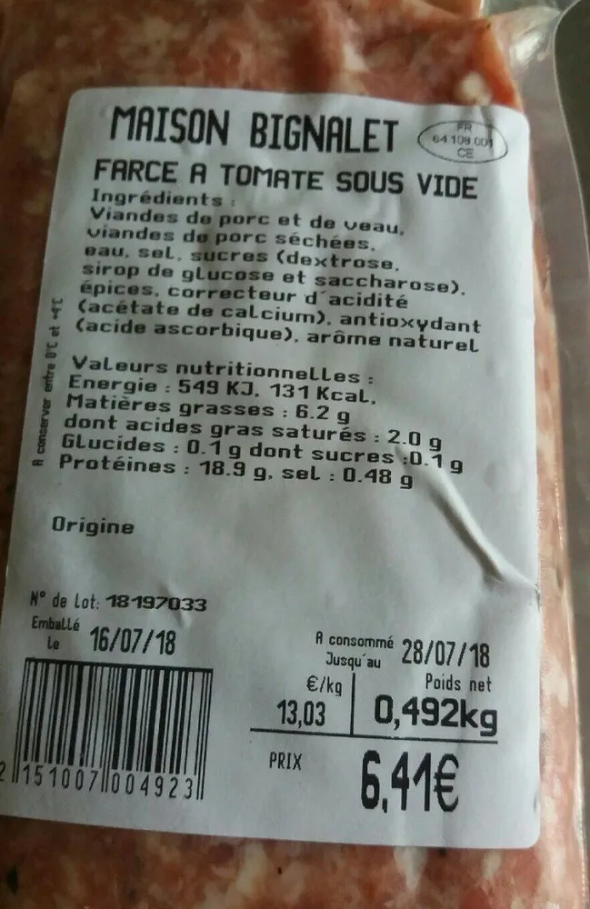 Farce à tomate sous vide
