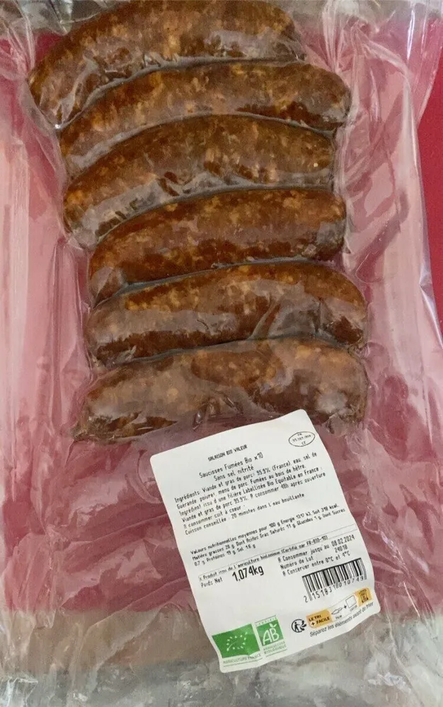 Saucisses fumees sans sel nitrité