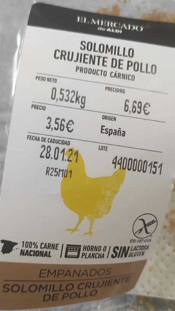 Solomillo crujiente de pollo
