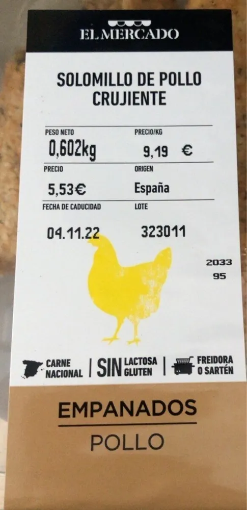 Solomillo de pollo empanado crijiente
