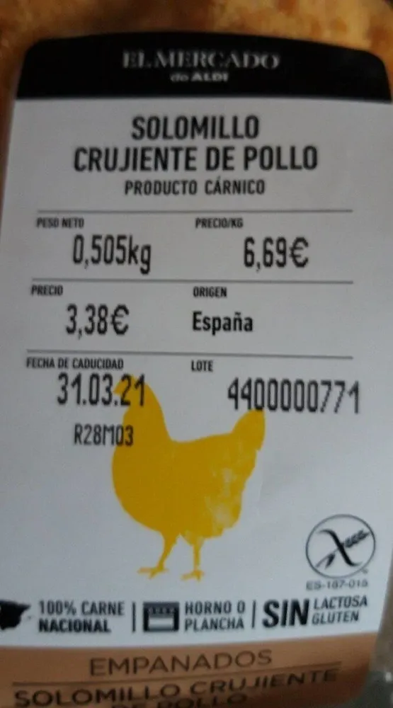 Solomillo crujiente de pollo