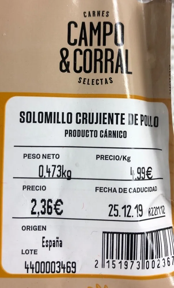 Solomillo crujiente de pollo